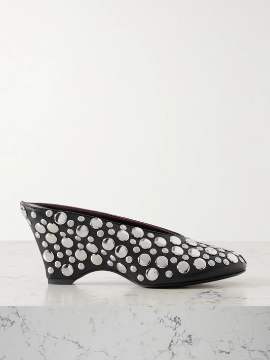 KHAITE Cloak Studded Leather Mules