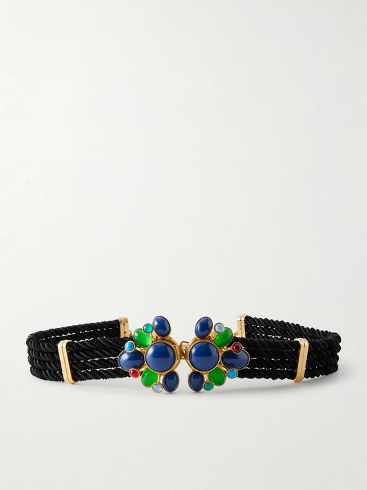 Sonia Petroff Zinnia Gold-plated, Enamel And Woven Cord Belt