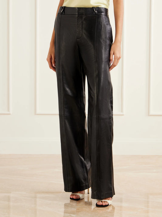 RABANNE Paneled Leather Wide-leg Pants