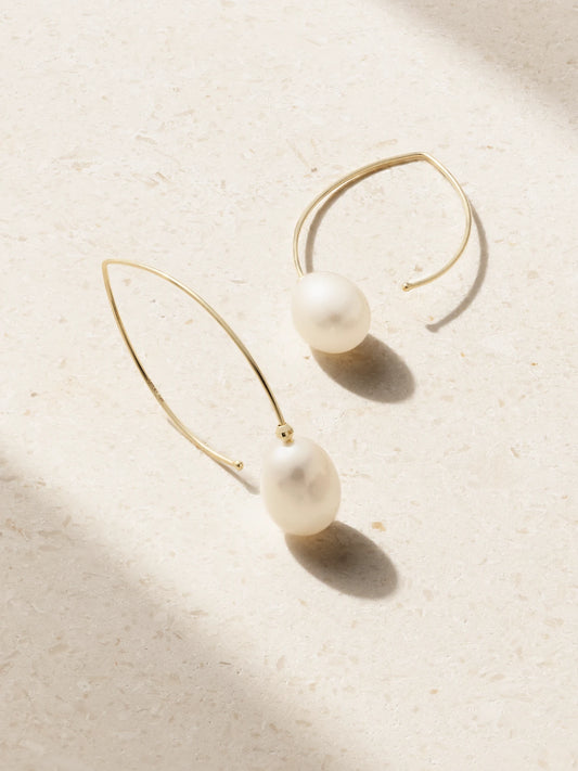 Small 14-karat Gold Pearl Earrings
