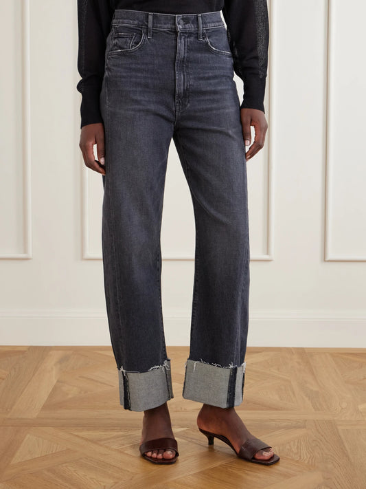 Mother The Half Pipe Ankle Cuff Fray High-rise Barrel-leg Jeans
