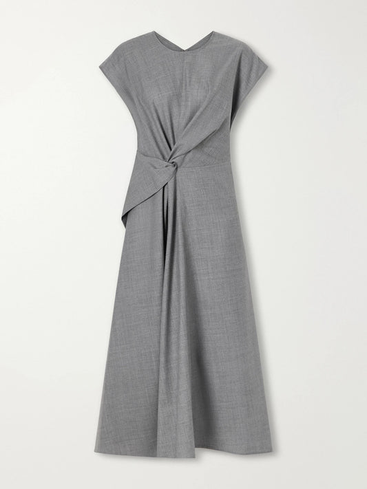 Victoria Beckham Aria Gathered Wool Midi Dress