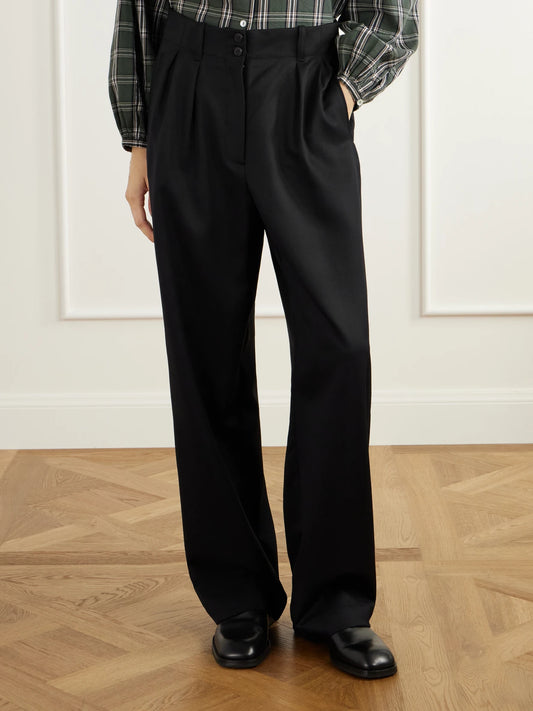 SKALL Painter Pleated Wool-twill Wide-leg Pants