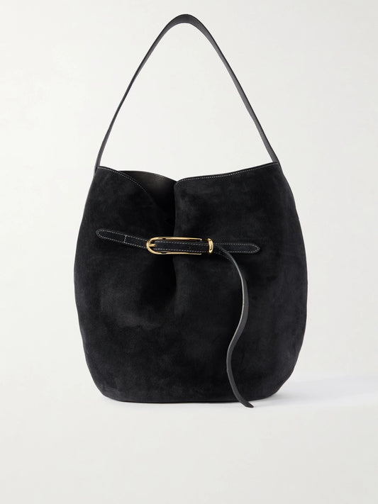 Liffner Buckled Suede Bucket Bag