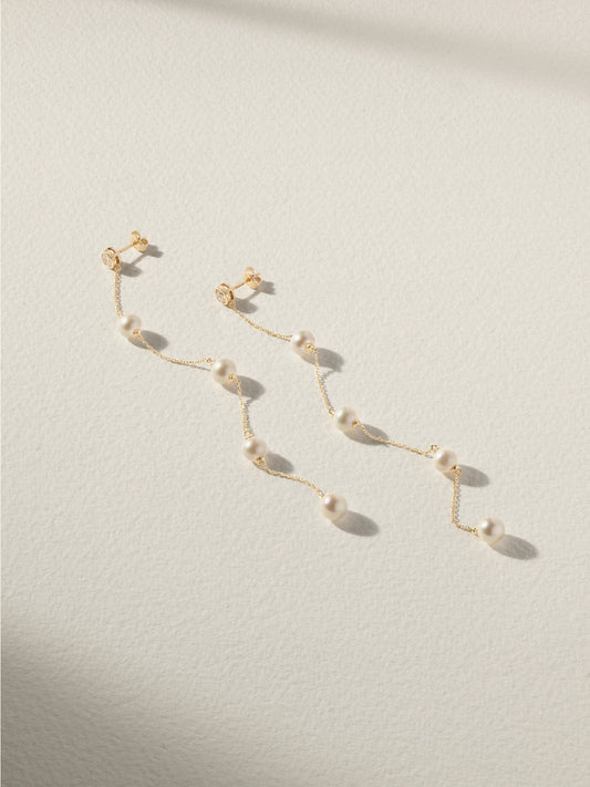 Mateo 14-karat Gold, Diamond And Pearl Earrings