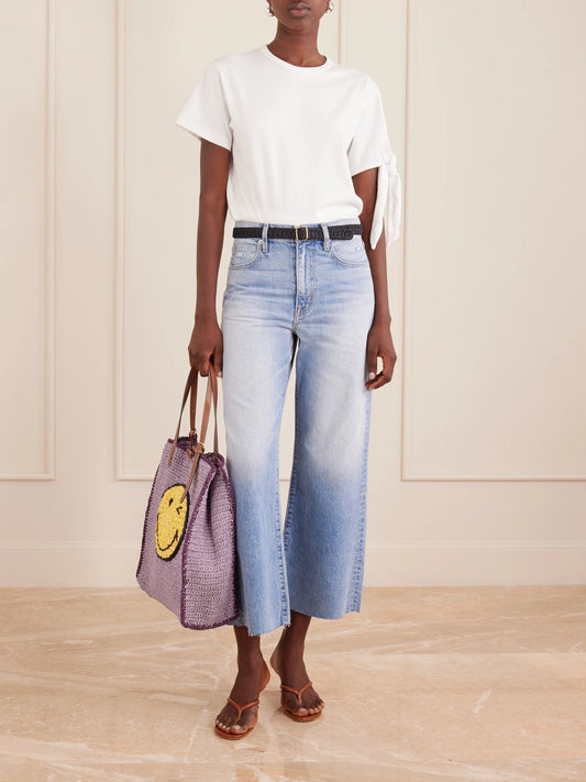 Wink Leather-trimmed Raffia Tote