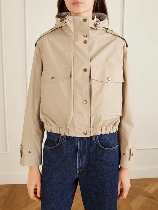 Carex Hooded Cotton-blend Poplin Cropped Jacket