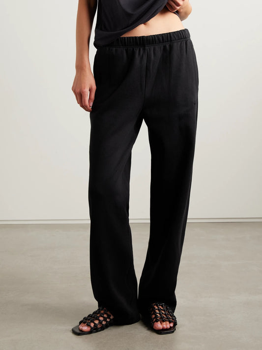 Classic Cotton-blend Jersey Straight-leg Pants - Onyx