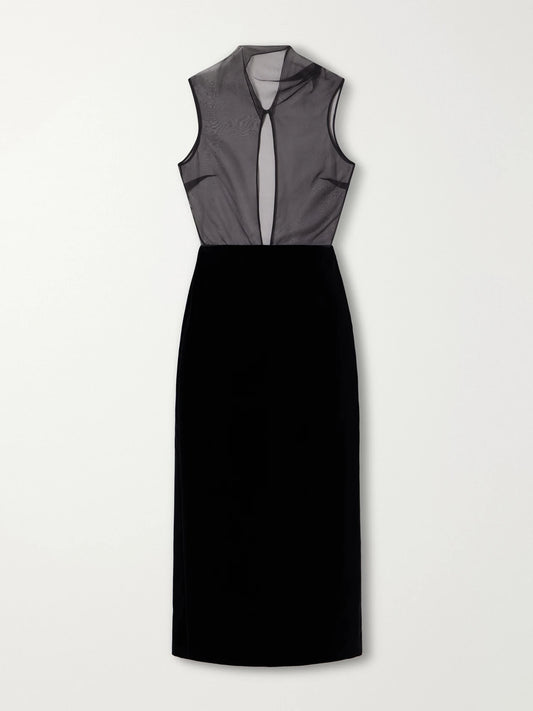 Brandon Maxwell The Delphine Silk-organza And Cotton-blend Velvet Midi Dress