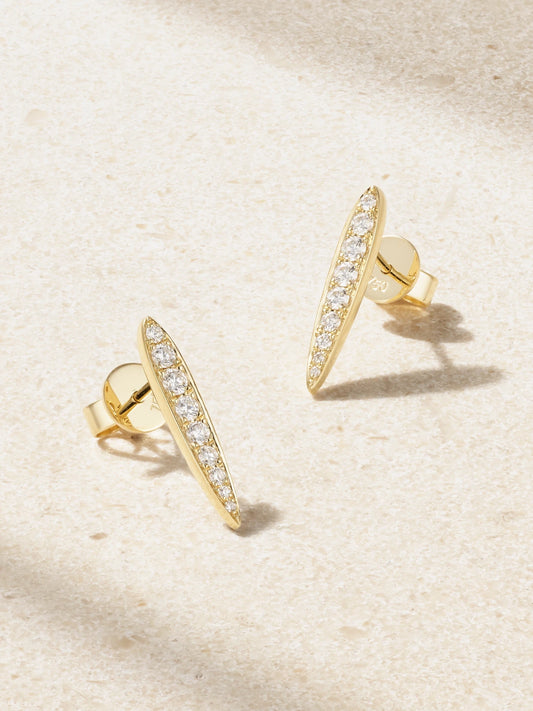 Small Spear 18-karat Gold Diamond Earrings