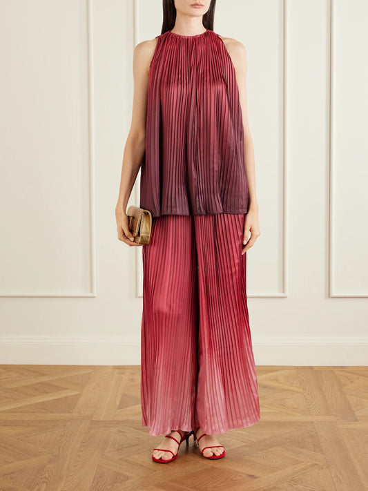 Ombré Plissé-taffeta Wide-leg Pants