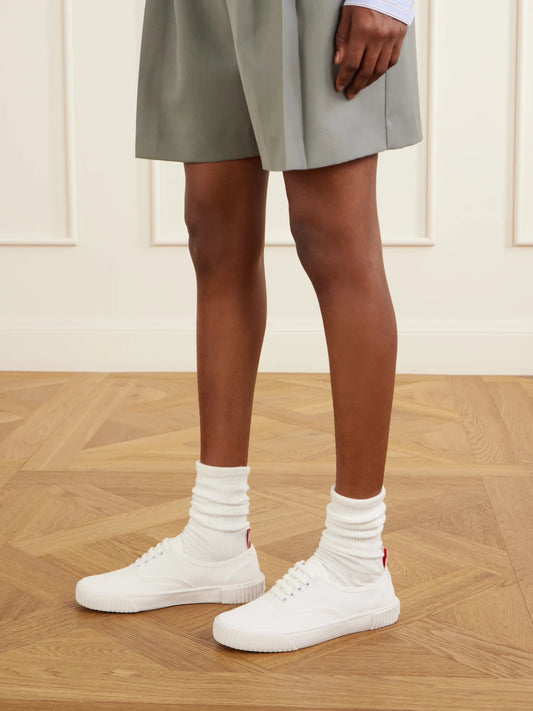 Thom Browne Heritage Grosgrain-trimmed Cotton-canvas Sneakers