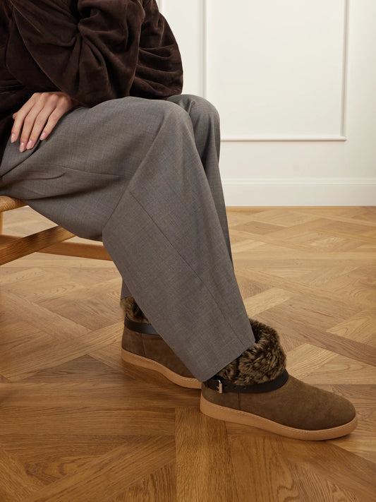ISABEL MARANT Nolyz Belted Shearling-trimmed Suede Ankle Boots