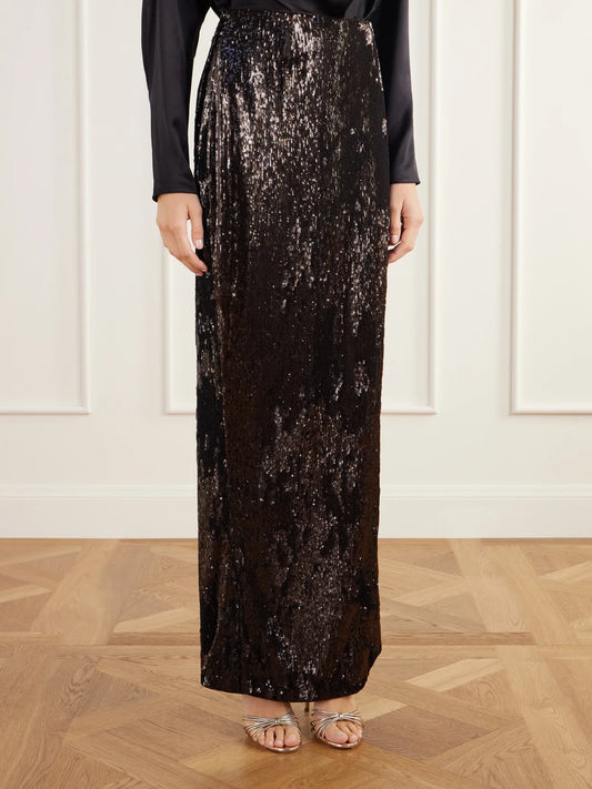 Balmain Sequined Crepe Maxi Skirt