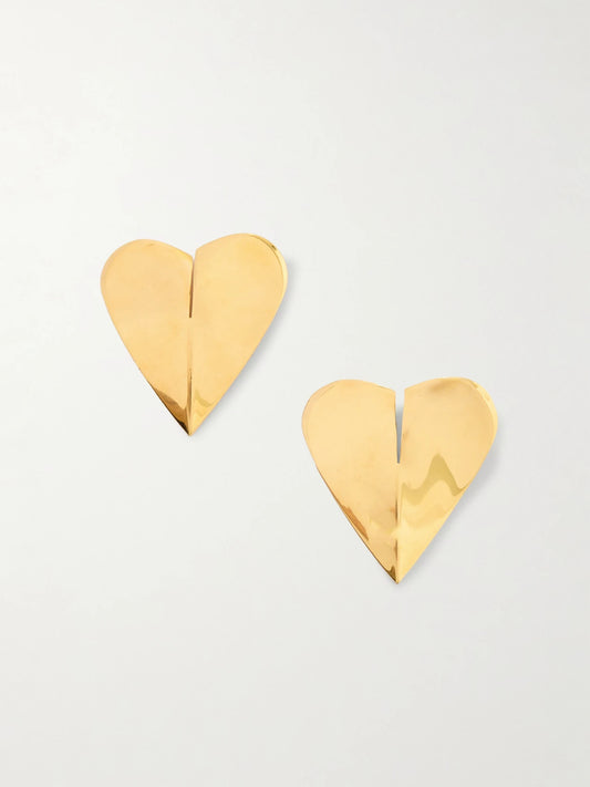 Alaïa Torn Heart Oversized Gold-tone Earrings
