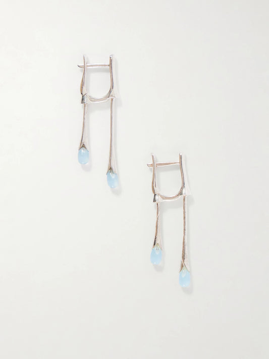 Gocciola Sterling Silver And Chalcedony Hoop Earrings