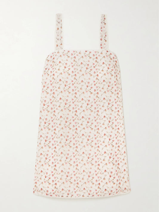 Charlotte Lace-trimmed Floral-print Cotton Mini Dress