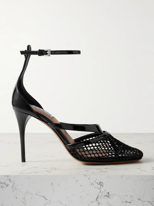Patent-leather And Fishnet Pumps