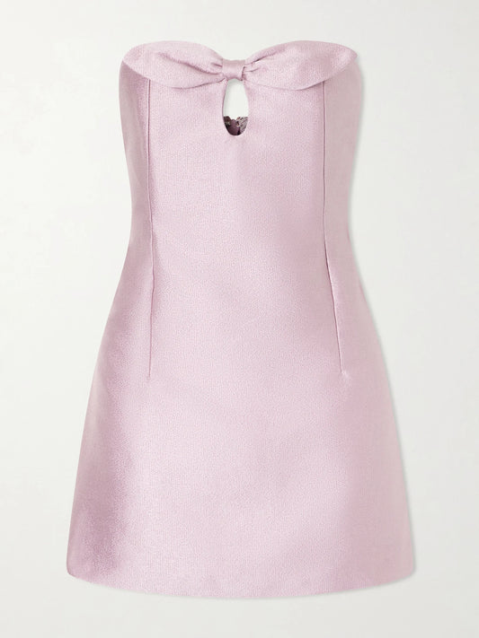 Charlotte Strapless Bow-detailed Satin Mini Dress