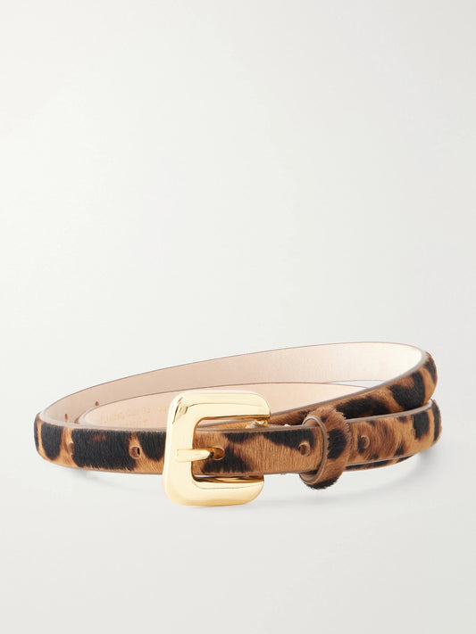 Déhanche Mara Leopard-print Calf Hair Belt