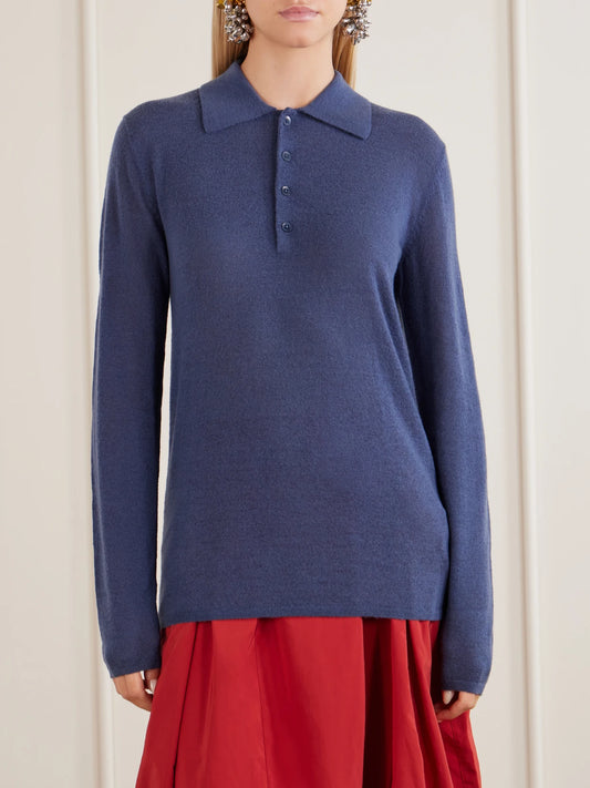Tibi Wool-blend Knit Polo Sweater