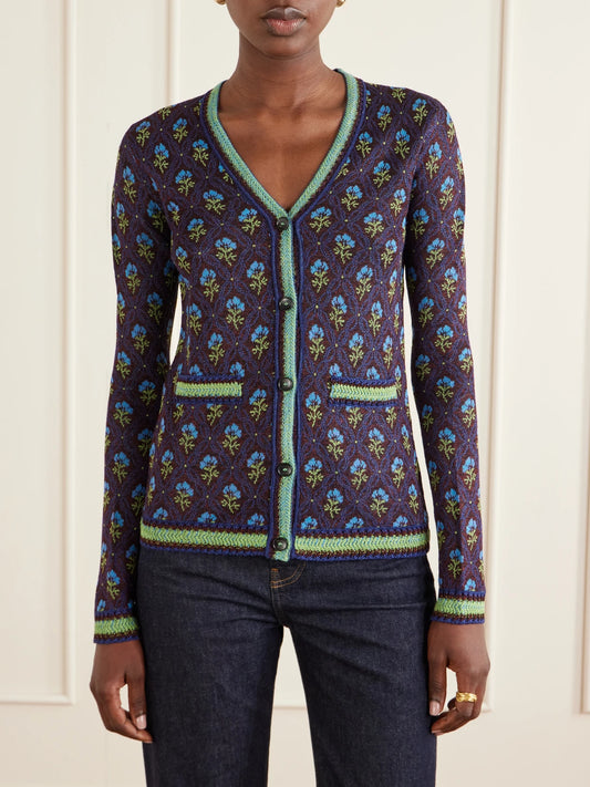 Embroidered Jacquard Cardigan
