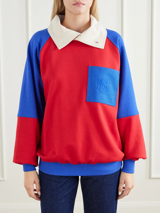 Stella McCartney Logo-embroidered Color-block Cotton-jersey Sweatshirt