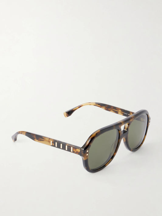 FENDI EYEWEAR Five Sisters Double-bridge Aviator-style Tortoiseshell Acetate Sunglasses