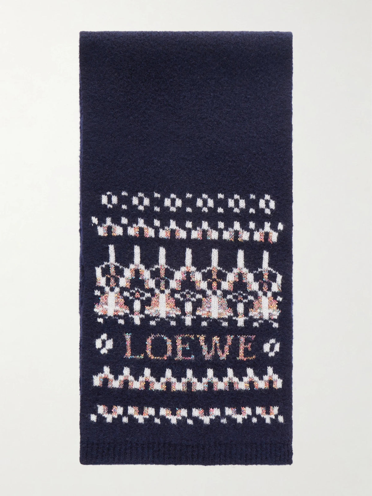 Sequin-embellished Fair Isle Wool-blend Scarf