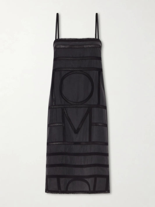 Embroidered Silk Midi Dress
