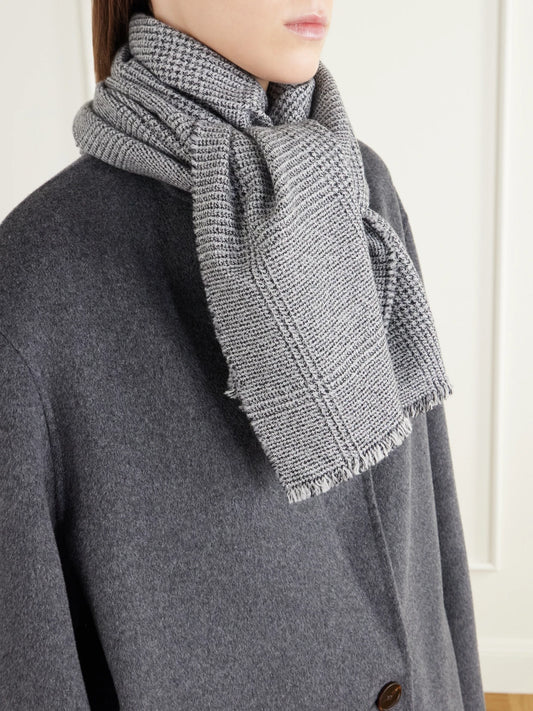 Johnstons of Elgin Scalpay Frayed Checked Wool And Cashmere-blend Scarf