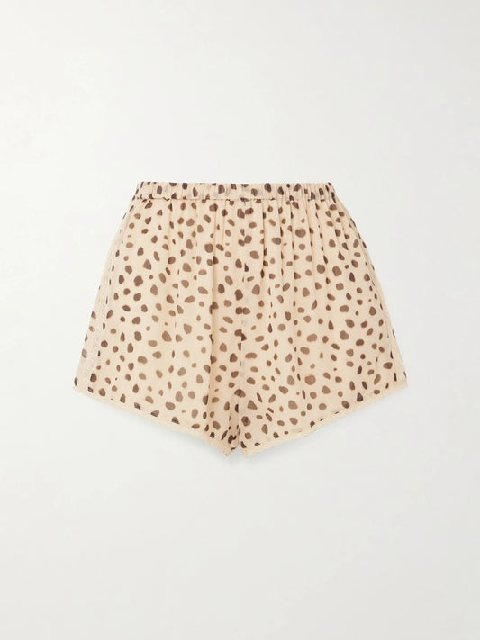 Priscilla Lace-trimmed Cheetah-print Silk-georgette Shorts