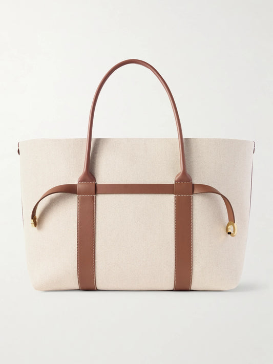 Loro Piana Ghiera Large Leather-trimmed Canvas Tote