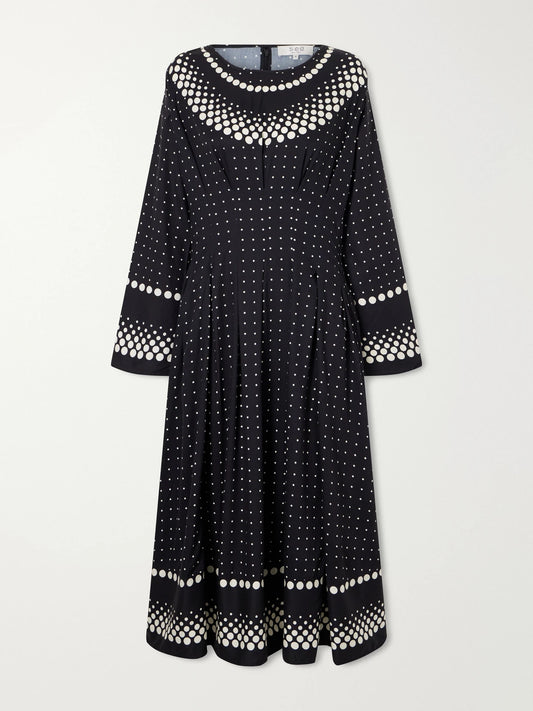 Sea Elly Polka-dot Print Crepe Midi Dress