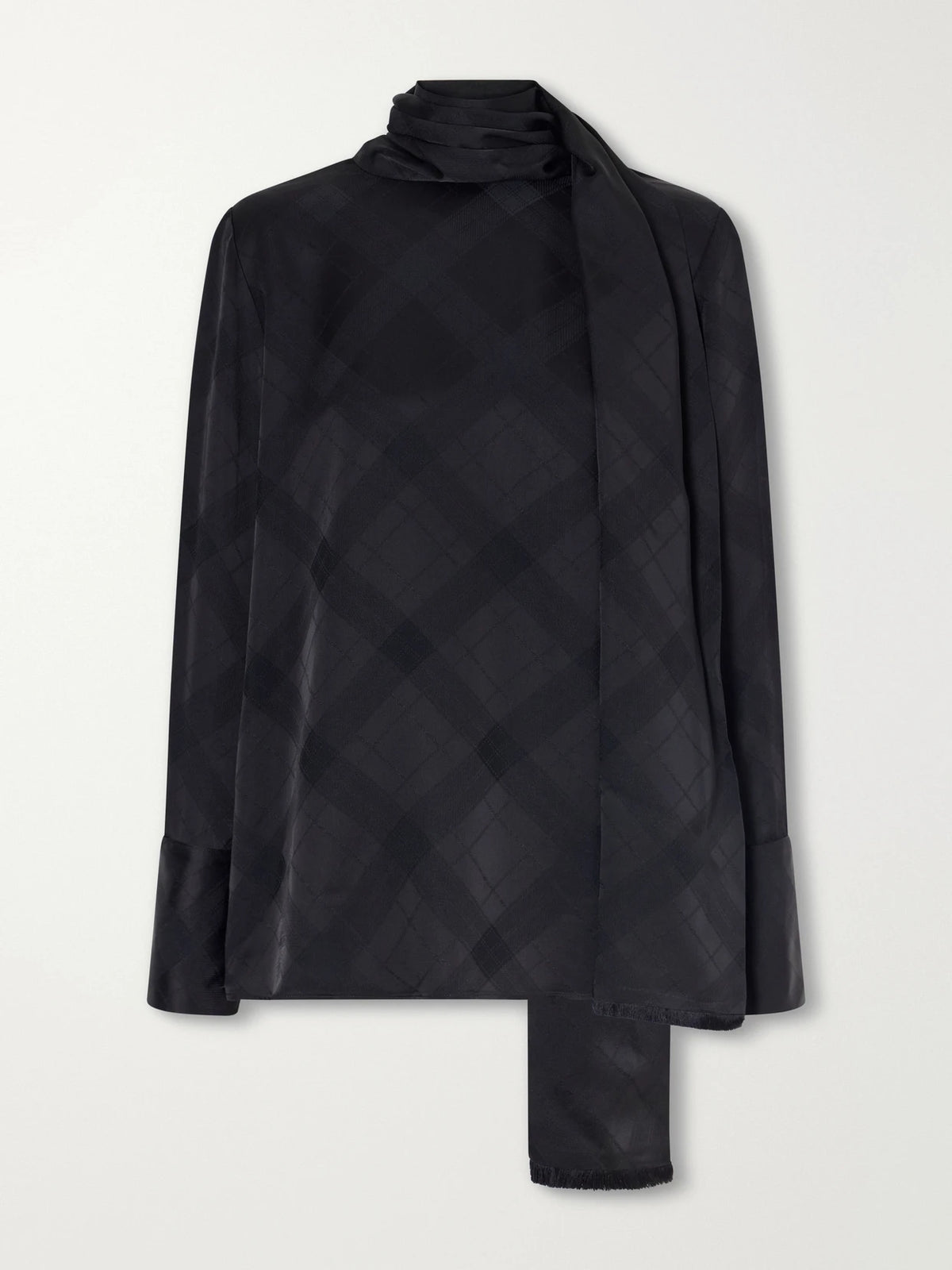 RÙADH The Luss Tie-detailed Checked Satin Blouse