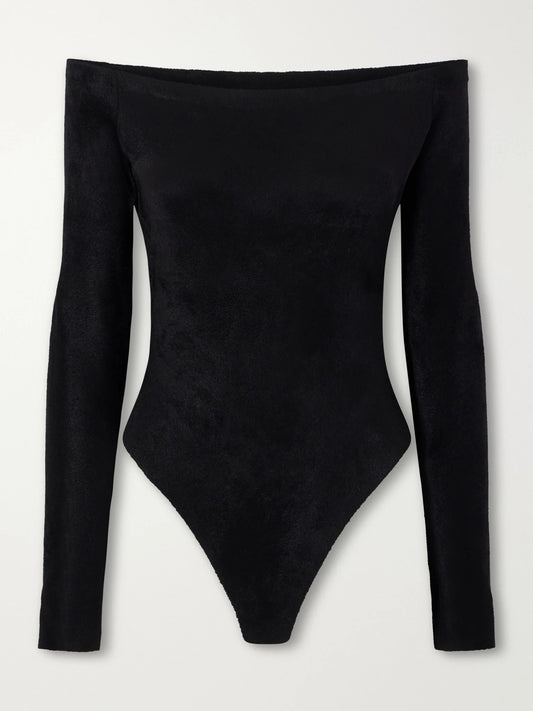 Alaïa Off-the-shoulder Velvet Bodysuit