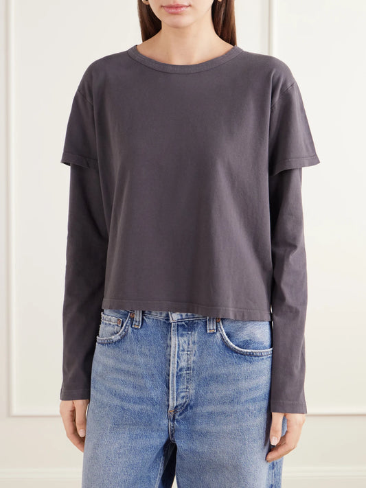 LESET Margo Layered Cotton-jersey T-shirt