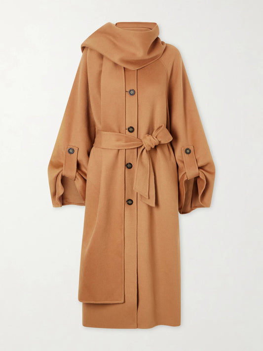 Zimmermann Valiant Belted Scarf-detailed Wool-blend Coat