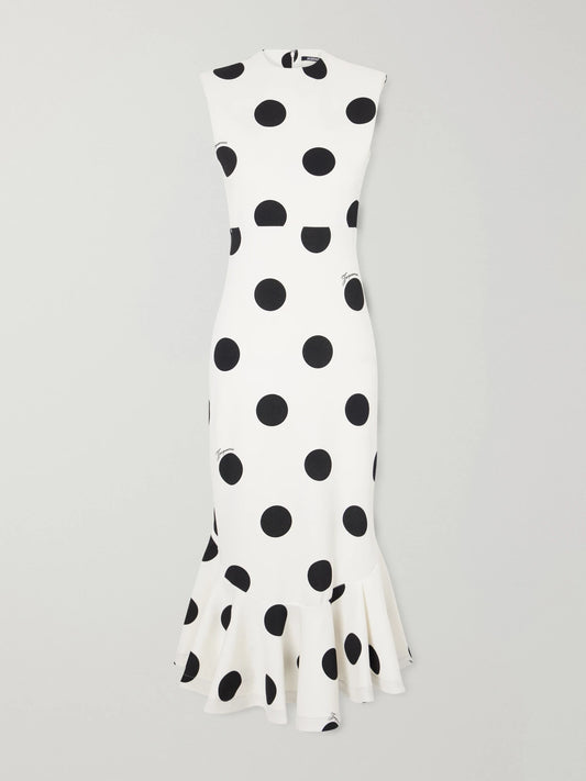 Jacquemus Palmier Pois Open-back Polka-dot Crepe-jersey Midi Dress