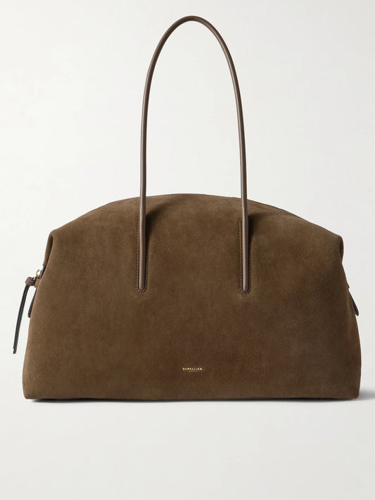 DeMellier The Stockholm Large Leather-trimmed Suede Tote