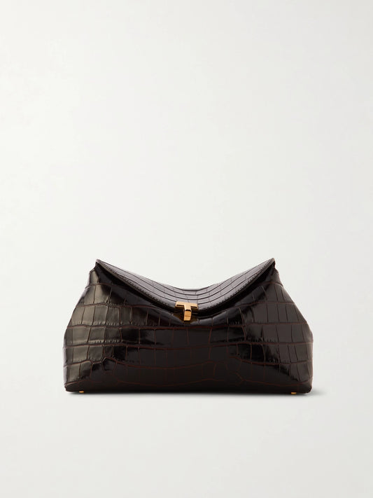 T-lock Croc-effect Leather Clutch