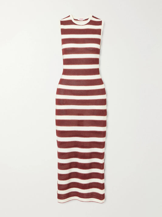 Eres Régulière Striped Metallic Cotton-blend Midi Dress