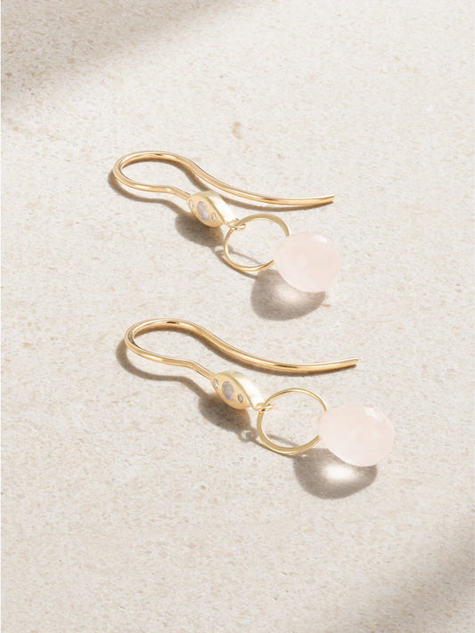 14-karat Recycled Gold, Rose Quartz And Diamond Earrings