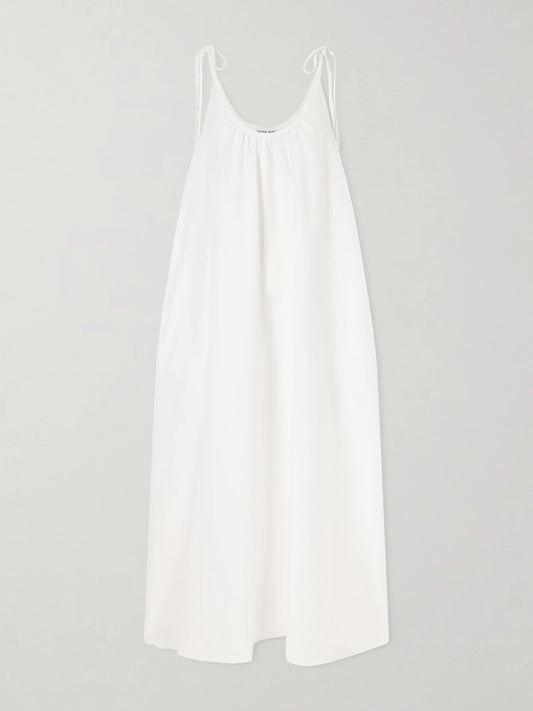Flora Gathered Lyocell And Linen-blend Maxi Dress