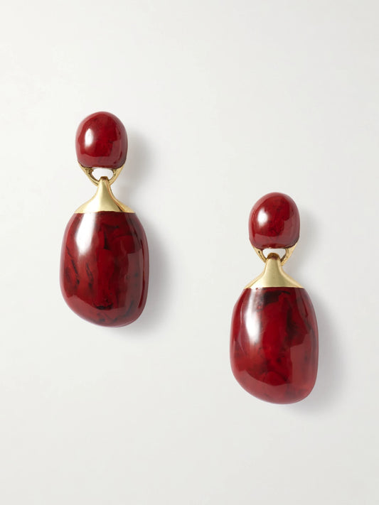 Small River Rock Gold-plated And Resin Earrings
