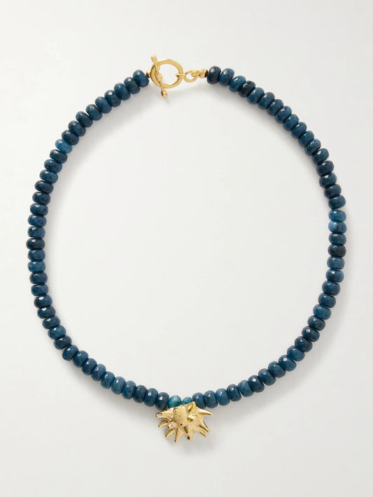 Sea Urchin Gold-plated Jade Necklace