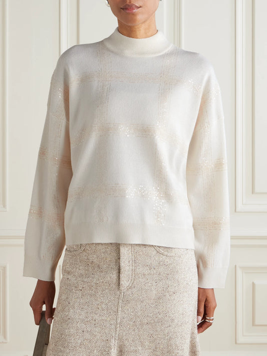 Sequin-embellished Wool, Cashmere And Silk-blend Sweater