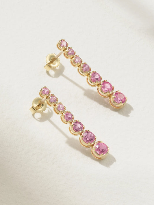 Small Graduated 18-karat Gold Sapphire Earrings