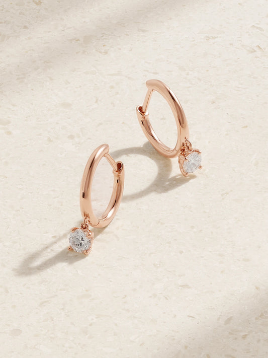 18-karat Rose Gold Diamond Hoop Earrings