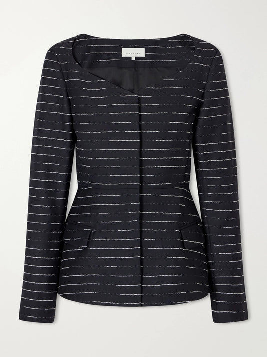 LIBEROWE Charlotte Striped Wool-gabardine Blouse